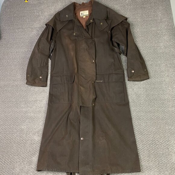 Vintage Outback Trading Company Co. Oilskin Duster Jacket Coat Men's Small Waxed - Picture 1 of 14